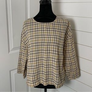 Madewell houndstooth plaid boxy top tee medium preppy minimalist rare sold out